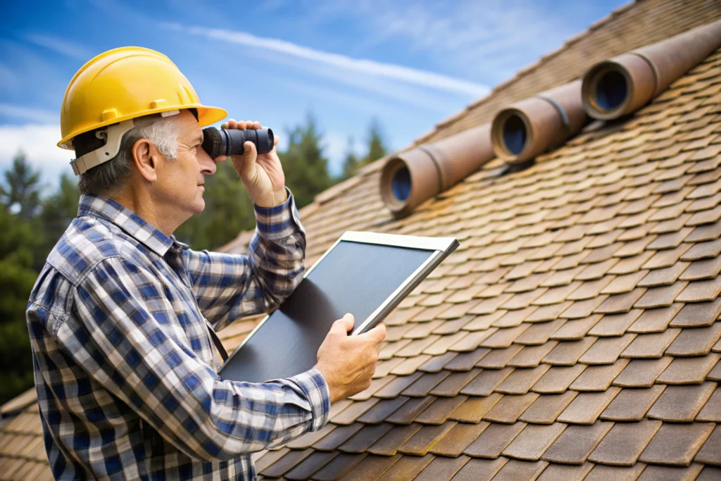 Roof inspection checklist being followed during a professional roof inspection of residential shingles