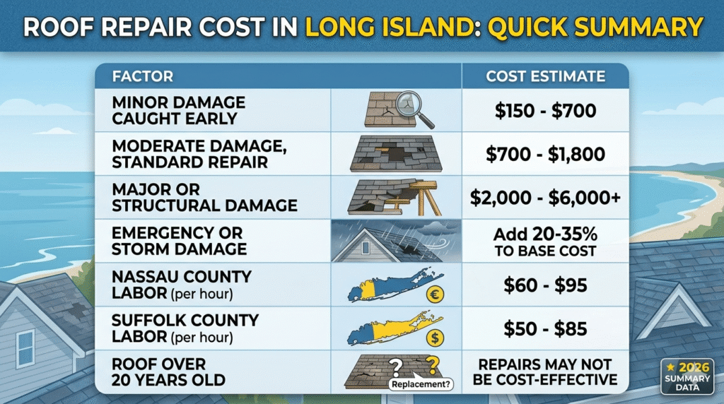 Roof Repair Cost Long Island, NY