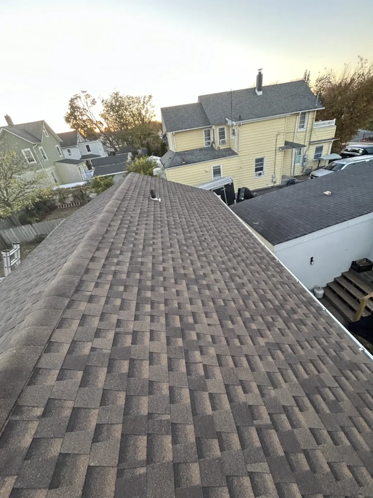 Roof drip edge installed along the eaves of a Long Island home